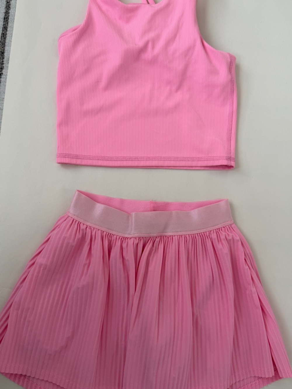 all in motion Pink Ribbed Tank and Pleated Skirt Matching Set